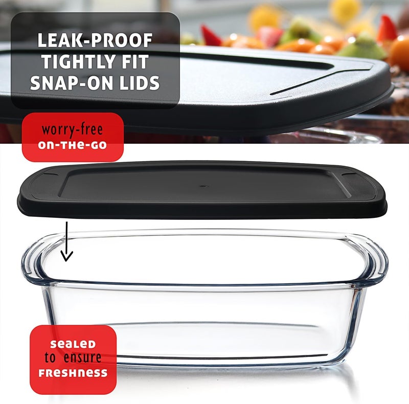 Nestlé Set of 6 Glass Bread Loaf Pans for Baking Bread Glass Food Storage Containers with Lids, Glass Baking Dishes for Oven, Pound Cake Pan 1.9 Quart - Image 5